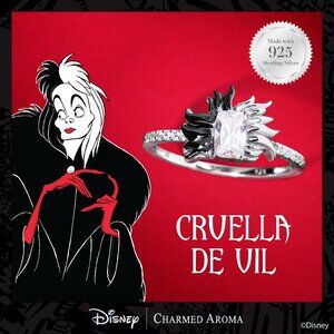 Disney Villians Cruella De Vil ring, 925 Sterling Silver Charmed Aroma